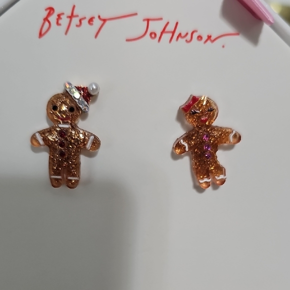 Betsey Johnson Festive Gingerbread Earrings - Picture 2 of 2